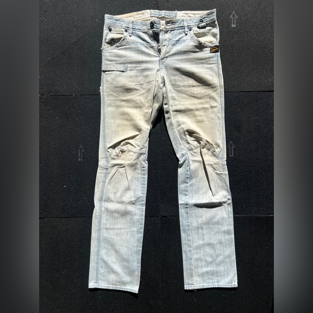G-Star Light Blue Distressed Denim Jeans
